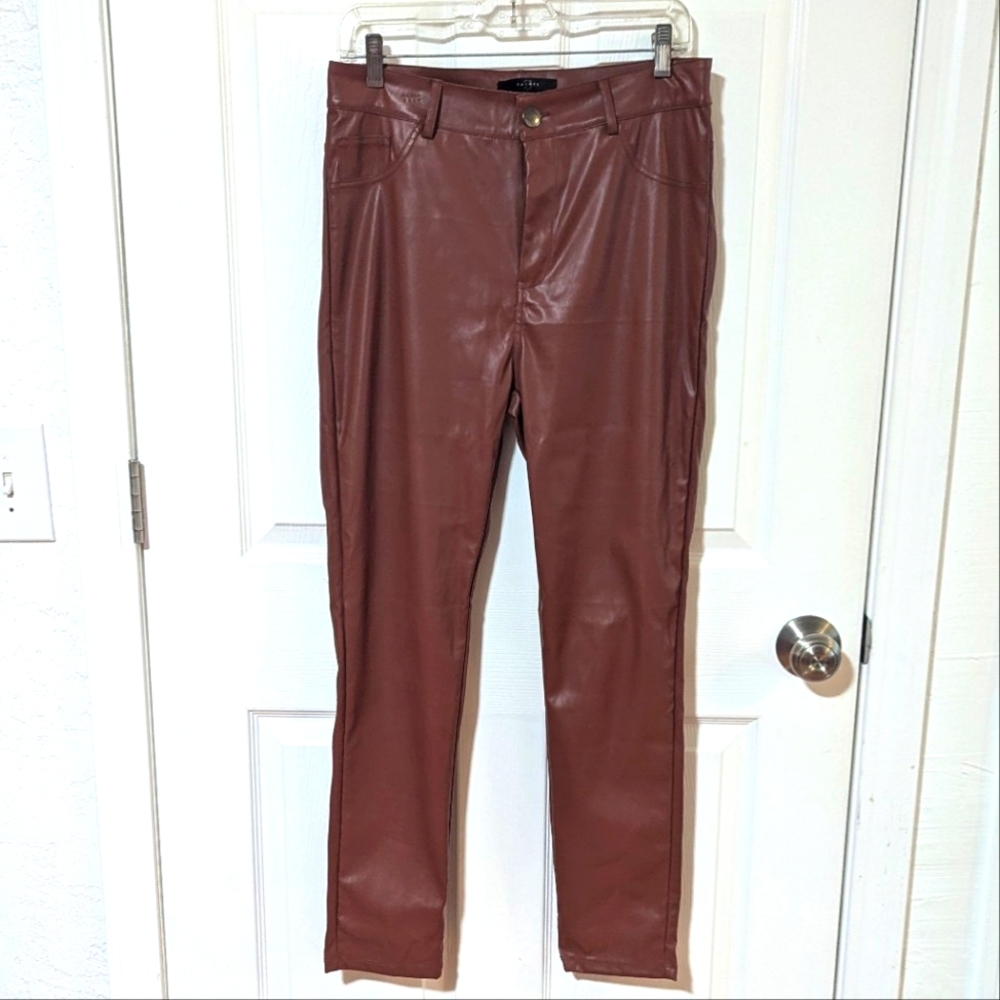 Brown Faux Leather Pants w/'Silky' inside - Women's Size L